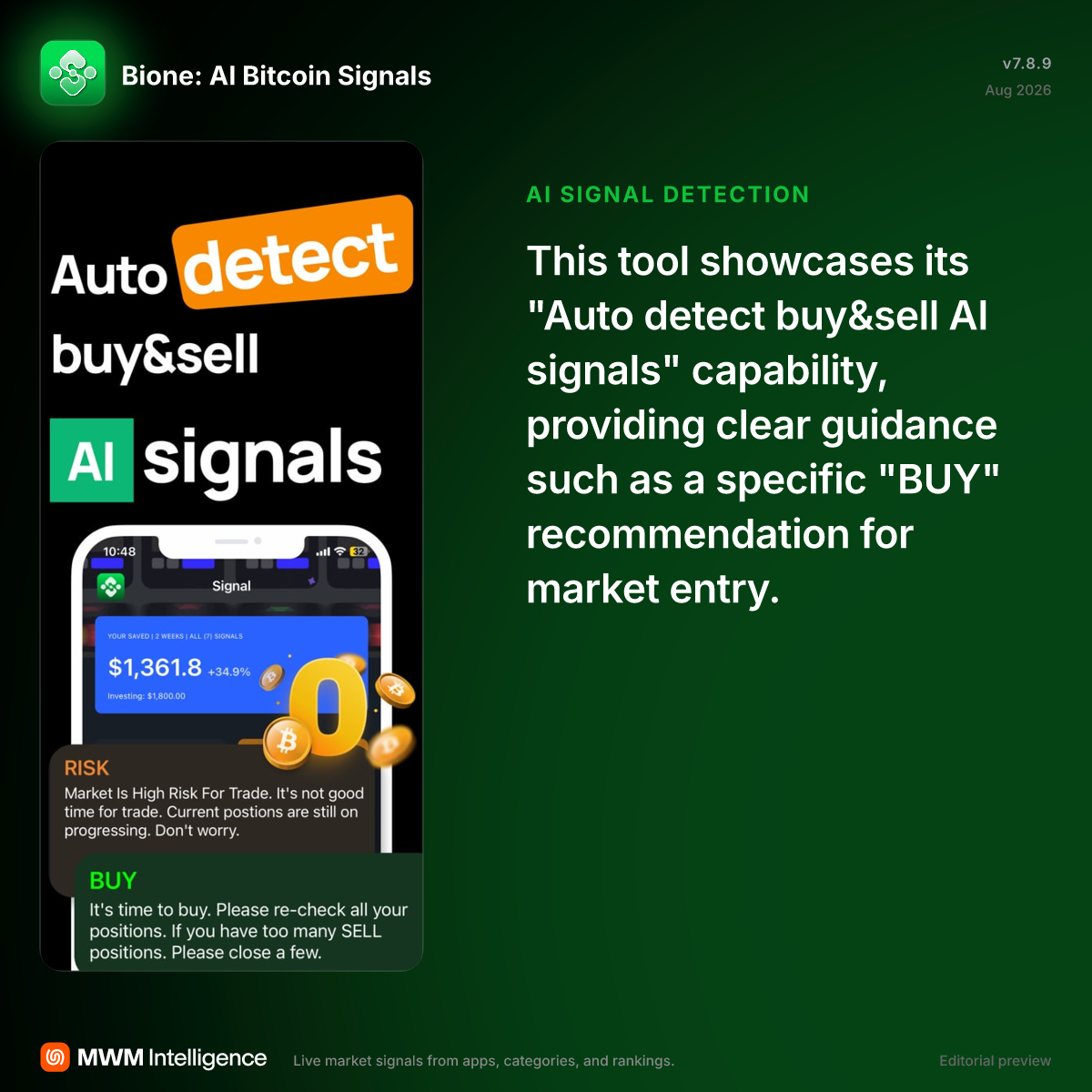 Bione: AI Bitcoin Signals - Finance App | MWM