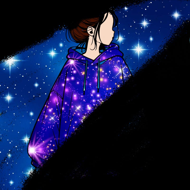 realistic girl with a oversized sweatshirt on and a bun