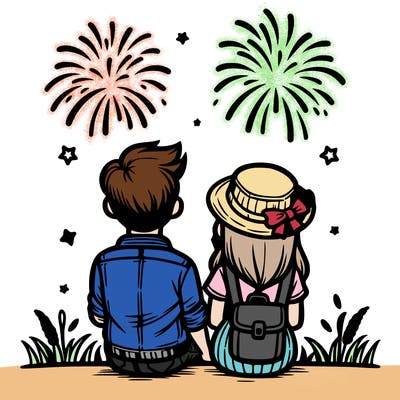 couple watching fireworks