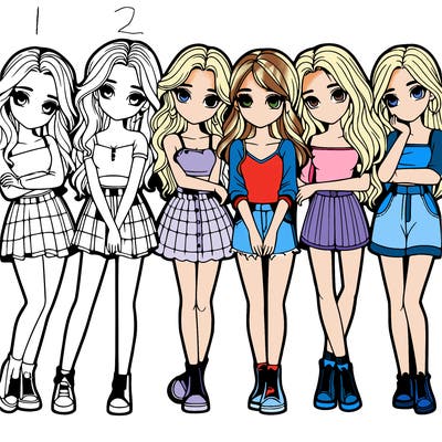 a group of girls realistic