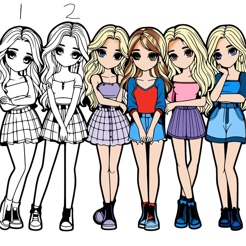 a group of girls realistic