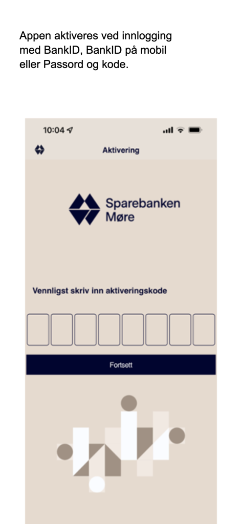 Sparebanken Møre Forvaltning - Mobile app activation screen for Sparebanken More Forvaltning showing activation code input fields