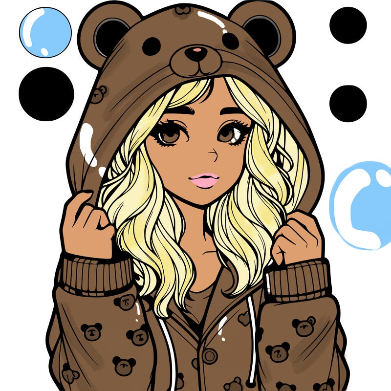 realistic girl in a animal pjs hoodie