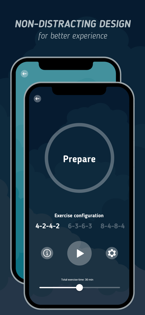 Minimalist breathing exercise interface in Breah app