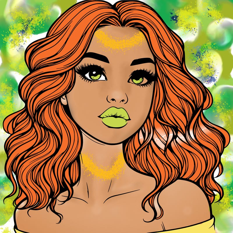 realistic girl with wavy hair and lips