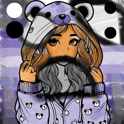 realistic girl in a animal pjs hoodie