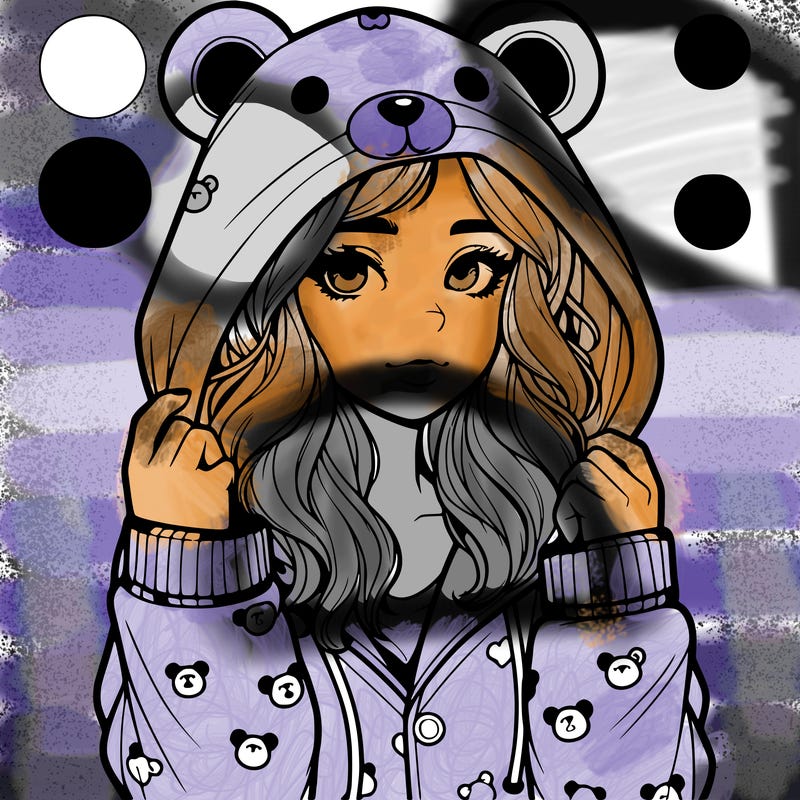 realistic girl in a animal pjs hoodie