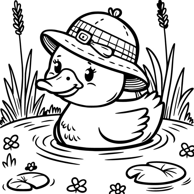 duck with a hat in pond
