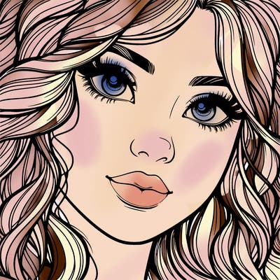 beautiful realistic girl close up to the camera with wavy hair,