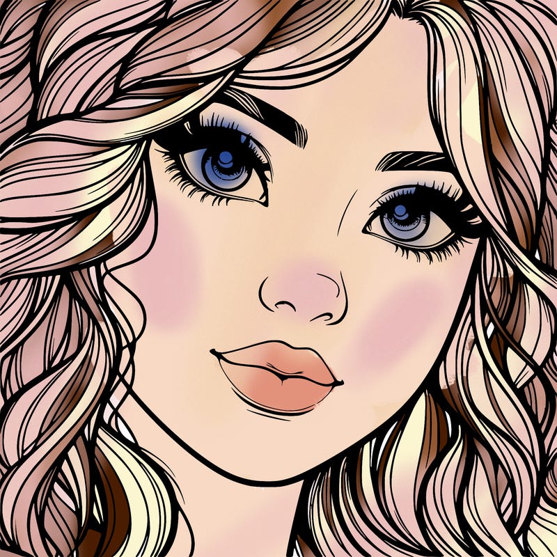 beautiful realistic girl close up to the camera with wavy hair,