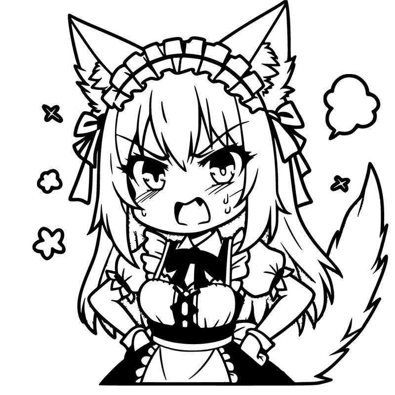 wolf girl, mad anime maid
