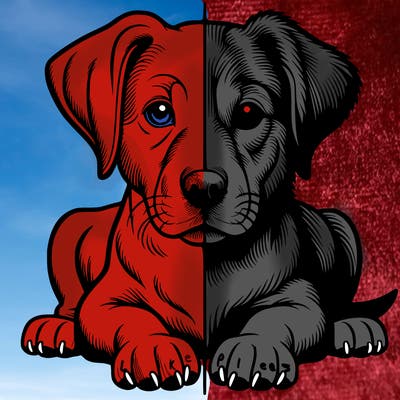 realistic dog split picture