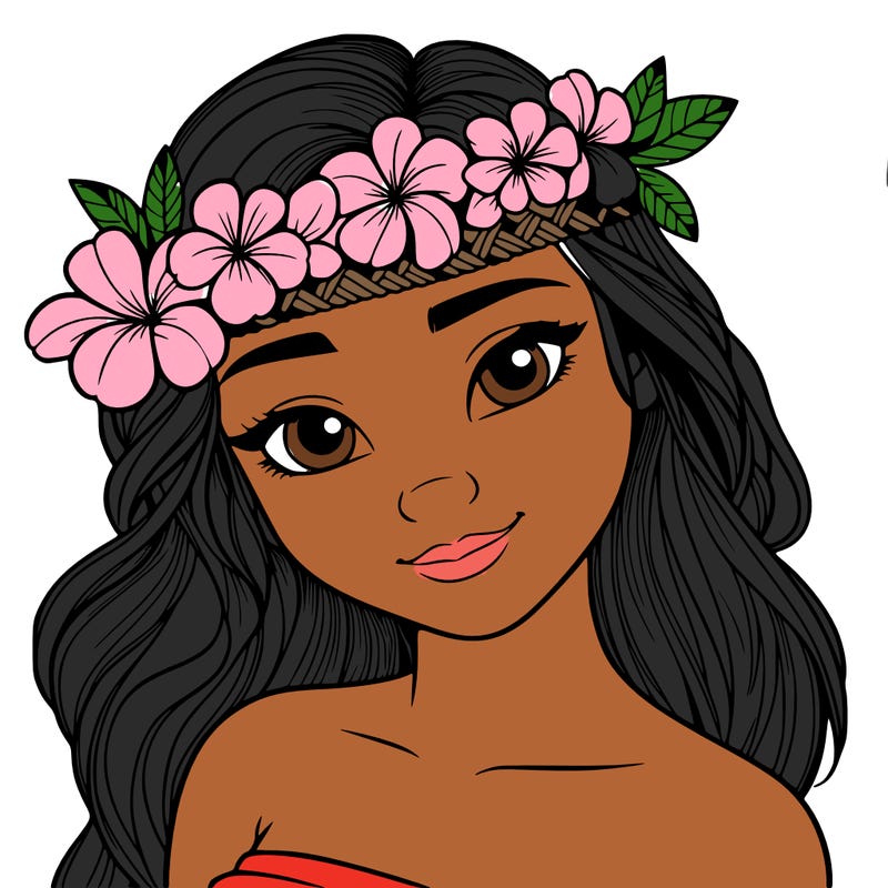 a realistic hawaiian girl with a head band of flowers on her head