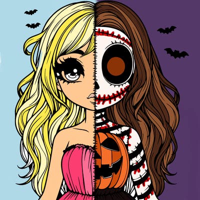 realistic girl halloween split