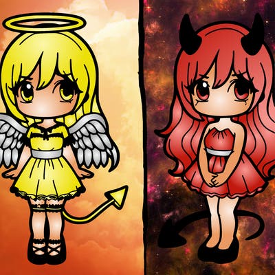 angel and devil girl
