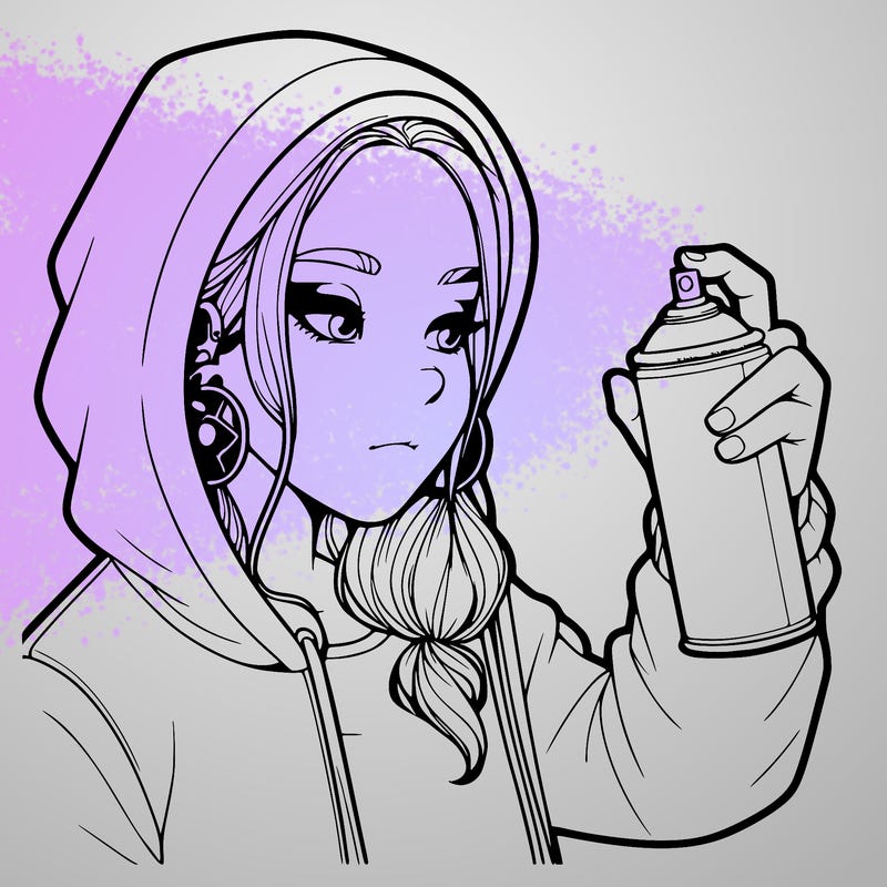 a realistic girl, spray painting
