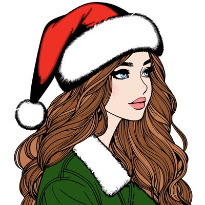 realistic girl in santa hat
