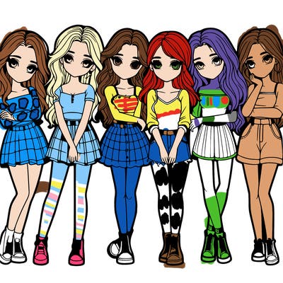 a group of girls realistic
