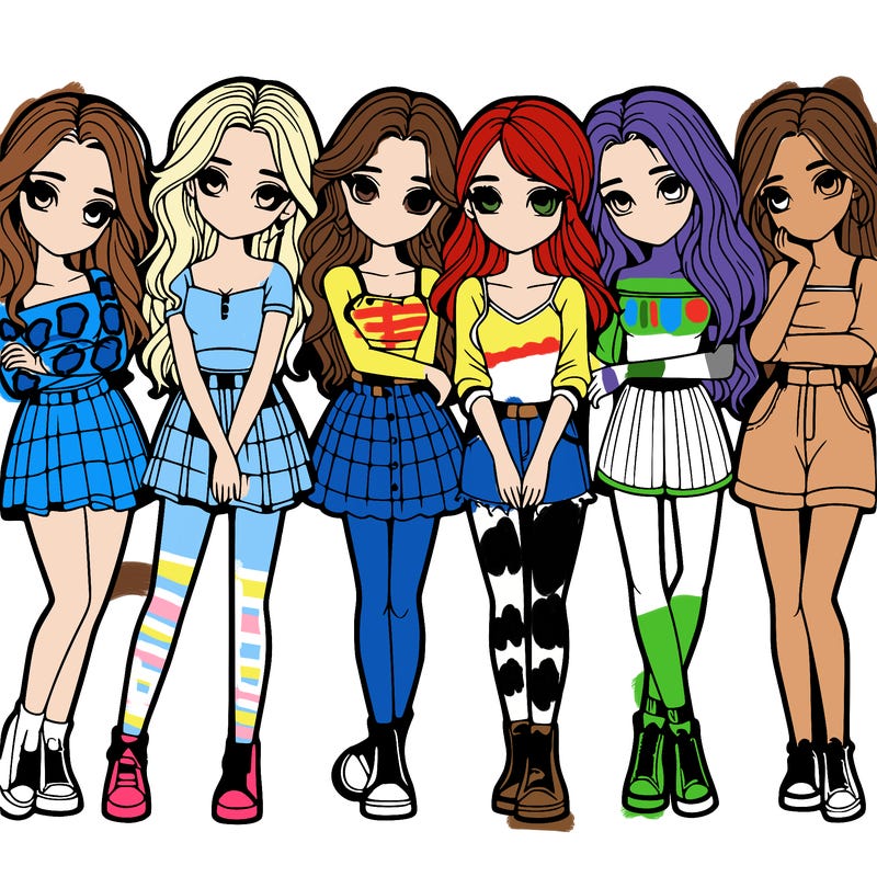 a group of girls realistic