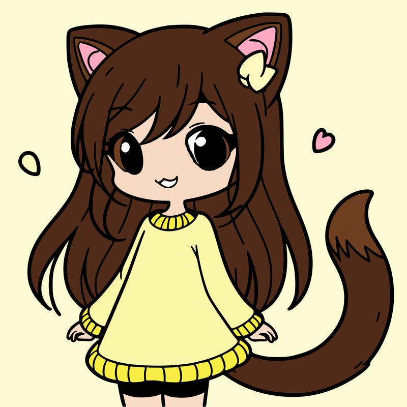 girl with cat ears and tail