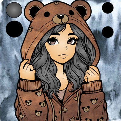 realistic girl in a animal pjs hoodie