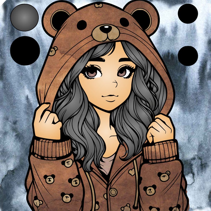 realistic girl in a animal pjs hoodie