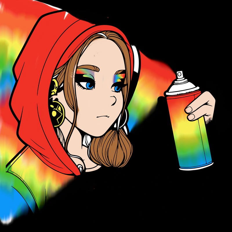 a realistic girl, spray painting