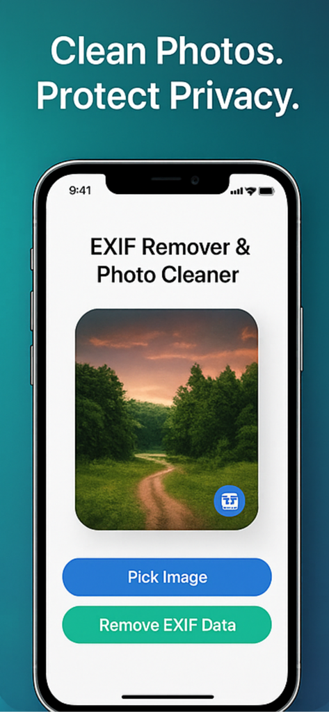 EXIF Remover & Photo Cleaner - EXIF Remover and Photo Cleaner iOS app main screen for privacy protection