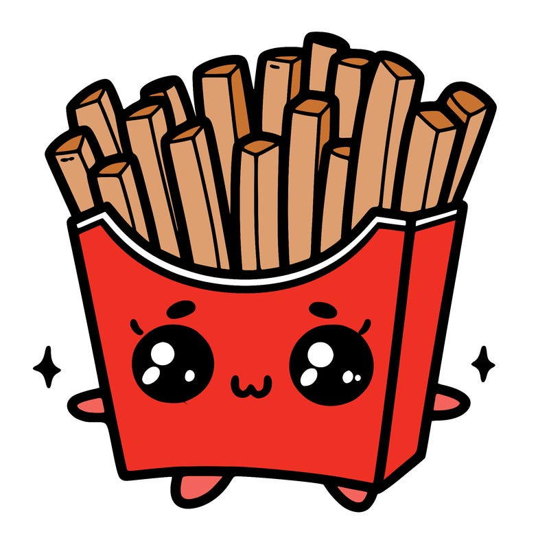 a cute. french fries