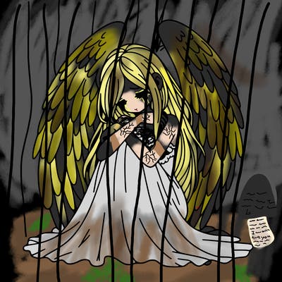 ethereal girl in grief, lonely and heartbroken