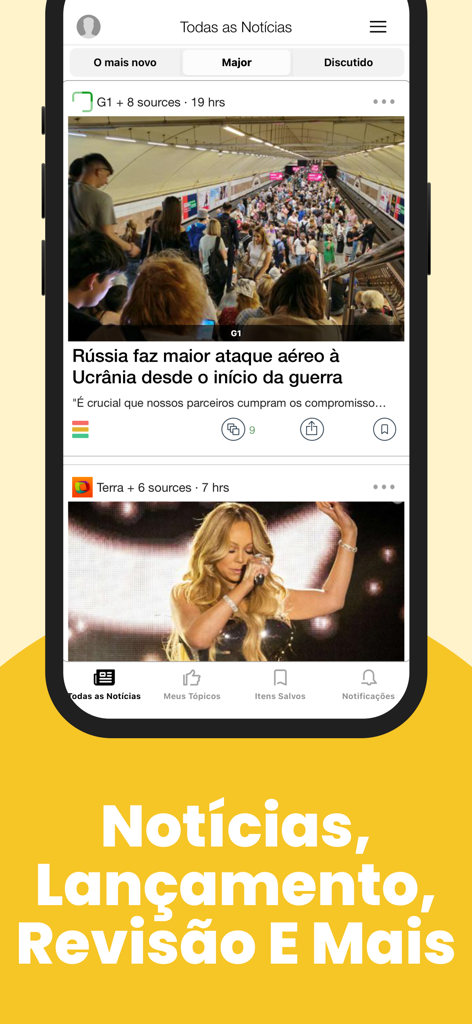 Brazil News Stay Informed - Interface of the Brazil News Stay Informed app showing a news feed in Portuguese