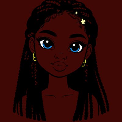 a realistic black girl with braids