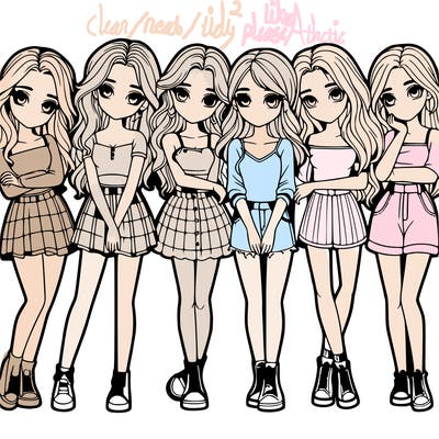 a group of girls realistic