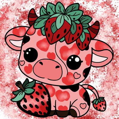 cute strawberry cow