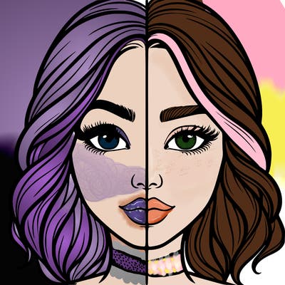 realistic girl split half