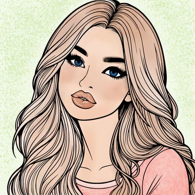 realistic girl with hair on her hair and lips