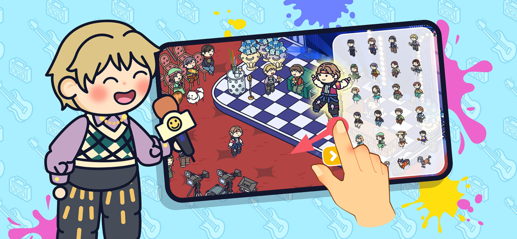 Topia City Life: Avatar World - Un bambino che interagisce con il menu di selezione dei personaggi in Topia City Life Avatar World