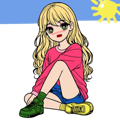 girl sitting realistic