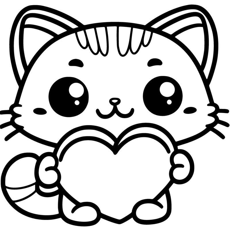 cat holding a  heart