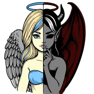 realistic angel half demon