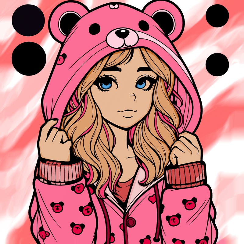 realistic girl in a animal pjs hoodie