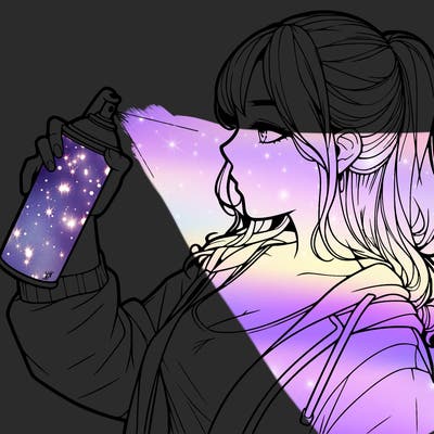 a realistic girl spray, painting