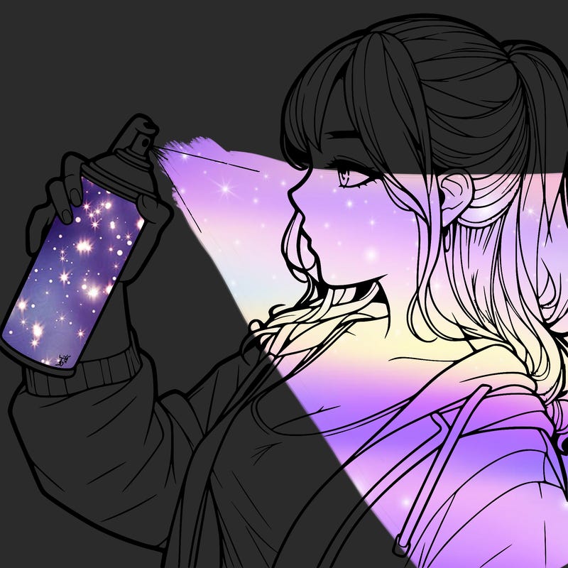 a realistic girl spray, painting