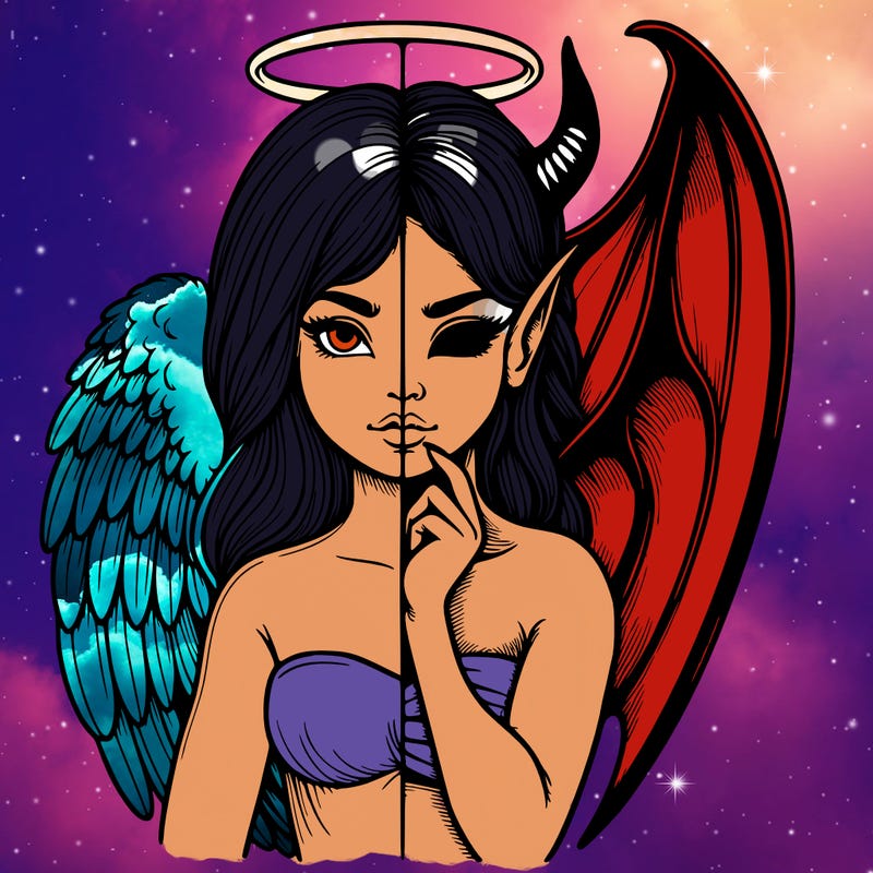 realistic angel half demon