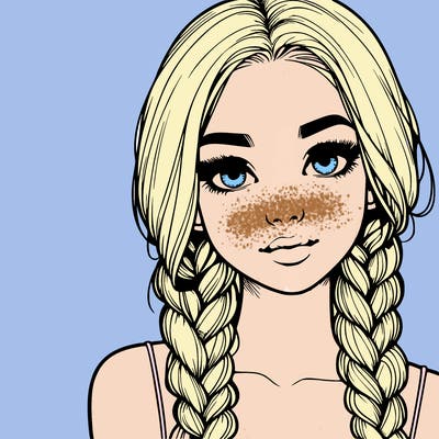 realistic girl with braids