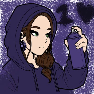 a realistic girl, spray painting