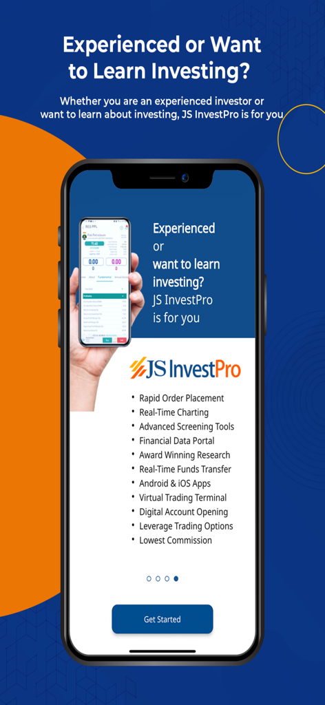 JS InvestPro - JS InvestPro mobile app interface showcasing stock market investment features