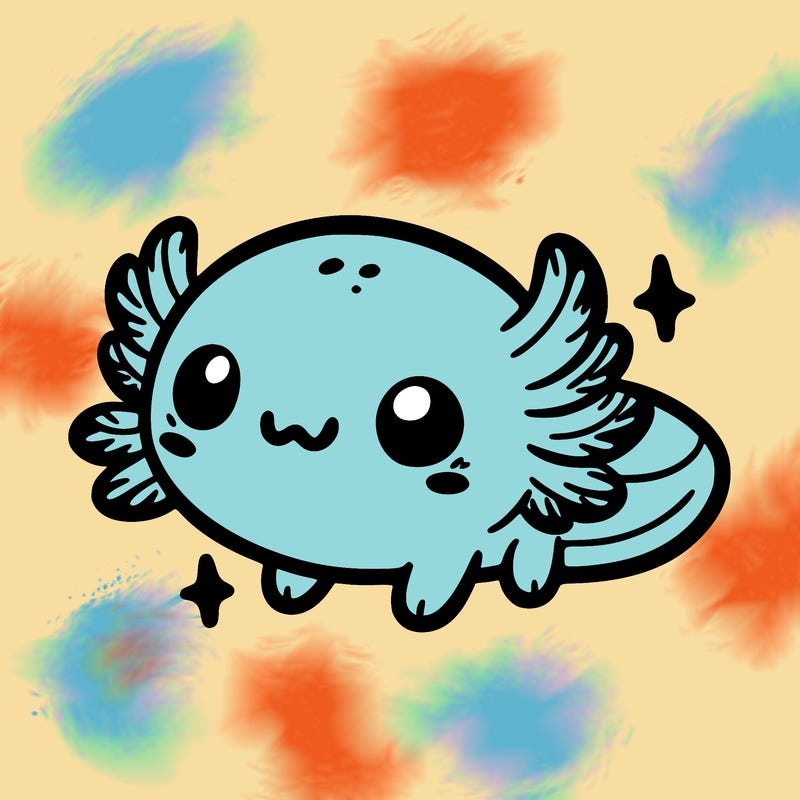 cute easy baby axolotl