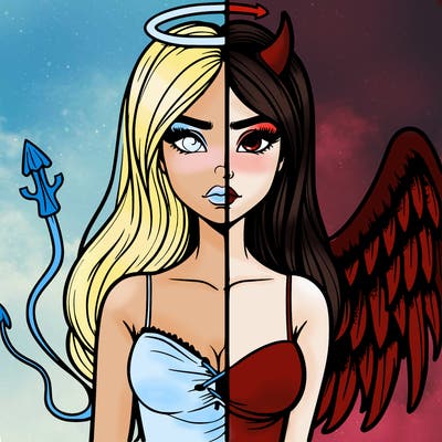 devil vs angel realistic girl