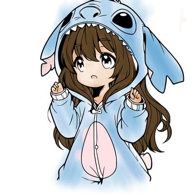 anime girl in a stitch onsie